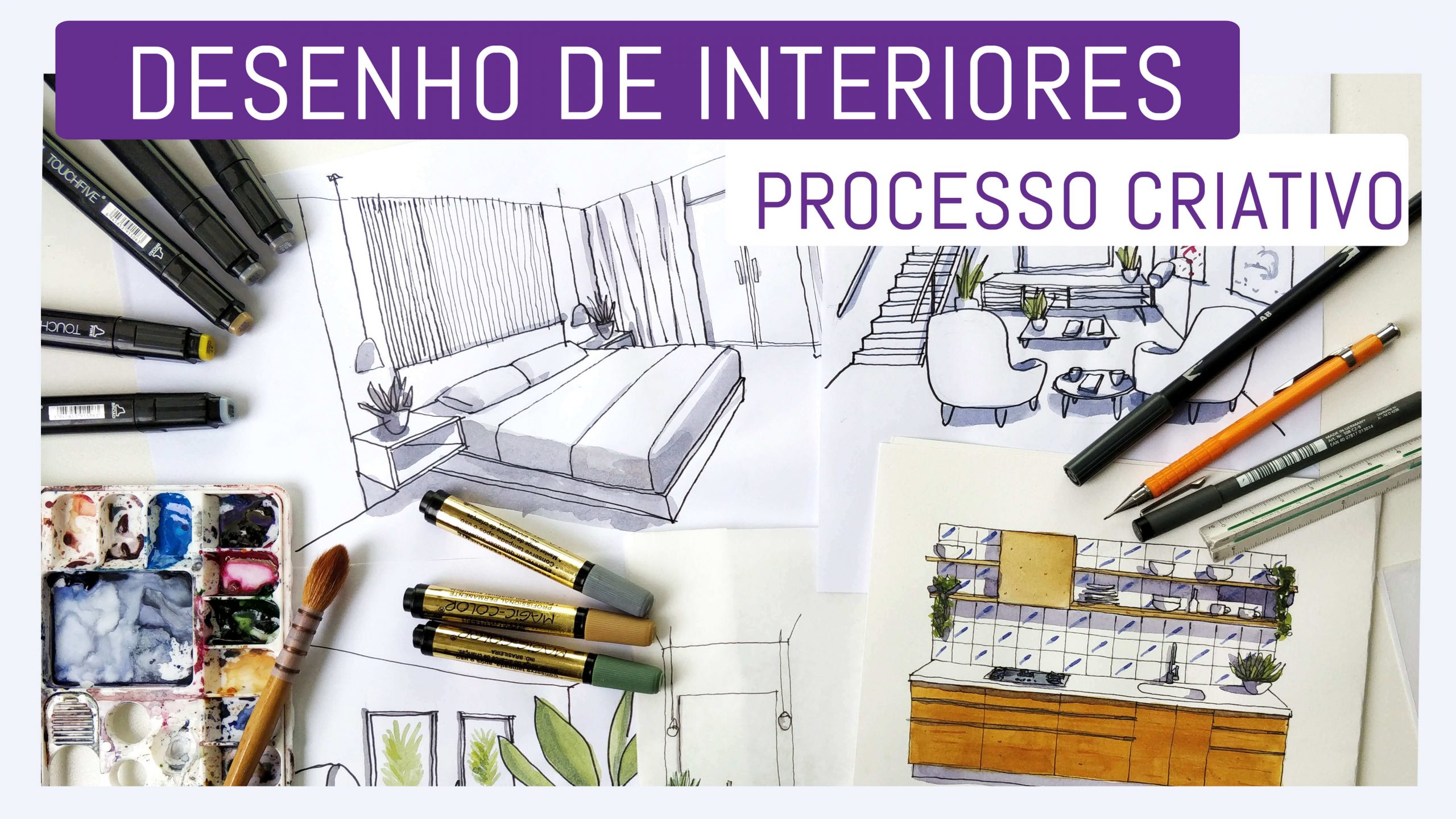 O curso Perspectiva de Arquitetura, Desenho de Vegetação e Figura